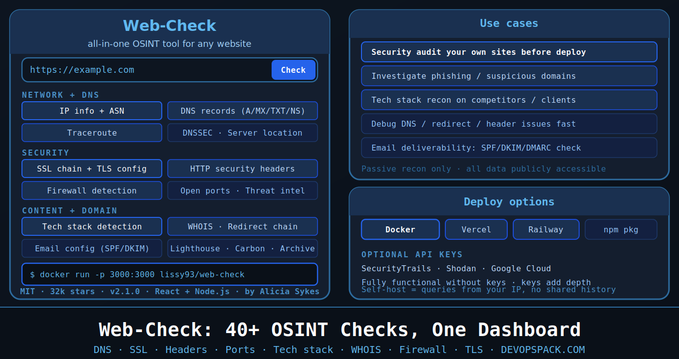 Web-Check: 40+ Website Checks in One OSINT Dashboard