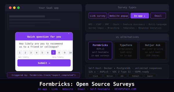 Formbricks: Open Source Surveys, In-App Feedback and Full Data Ownership